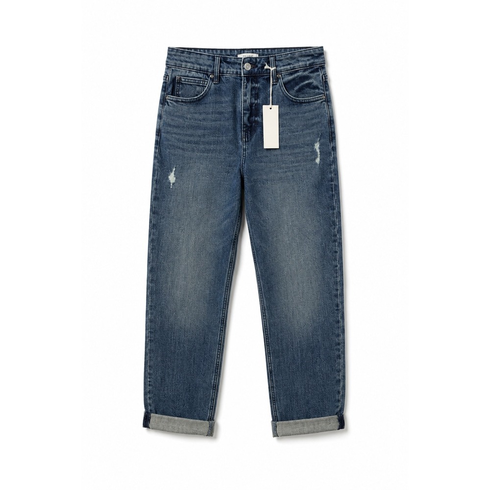 Blue By Artemis Women Cuffed Relaxed Straight Jeans Indigo Size 4 NWT - Picture 2 of 8